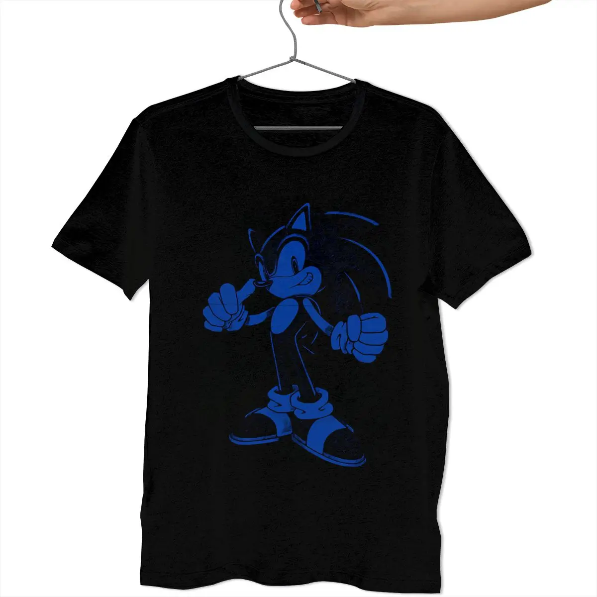 Shadow Majica Sonic Sonic Hedgehog Modra In Črna Majica s Kratkimi Rokavi XXX Tee Rokavi Moški Osnovne Tshirt