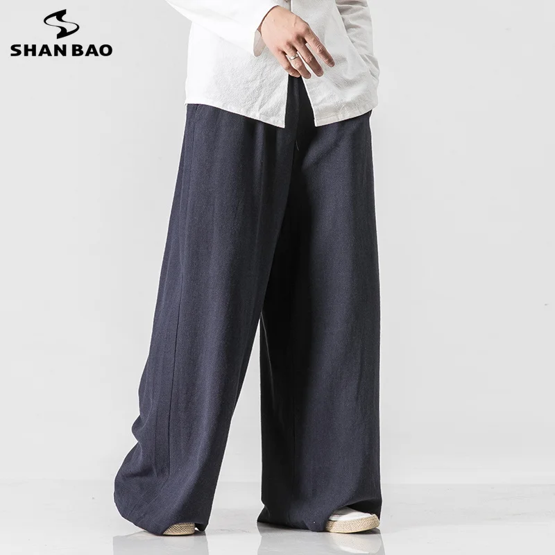 SHANBAO Japonski slog moški ženske lahko nosite udobno svoboden bell hlače 2020 nov slog visoke kakovosti platna, Harlan priložnostne hlače