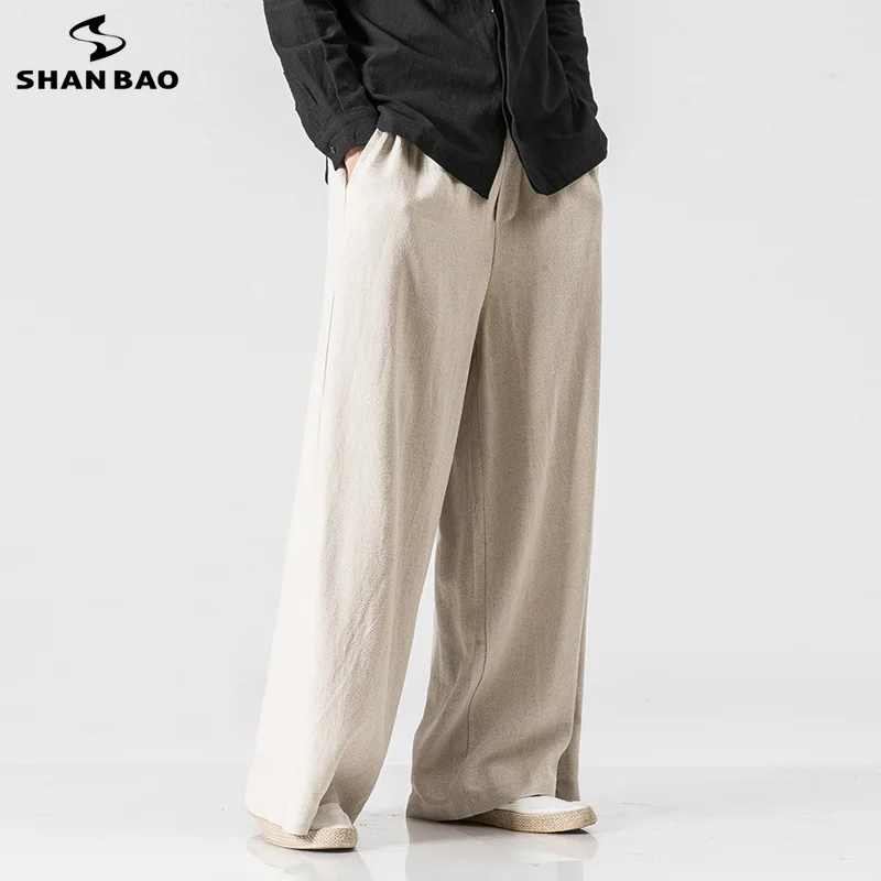 SHANBAO Japonski slog moški ženske lahko nosite udobno svoboden bell hlače 2020 nov slog visoke kakovosti platna, Harlan priložnostne hlače