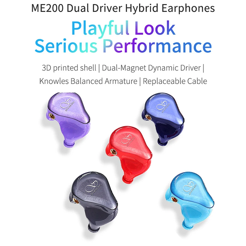 Shanling ME200 Hi-Res Hibridni Voznik(Dual Dinamično+Knowles BA) in-ear Slušalke z Furukawa MMCX Kabel DLP 3D Tiskanih lupini