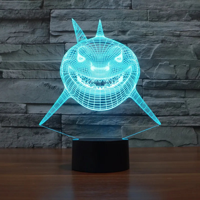 Shark Model 3D LED Luči Hologram Iluzije 7 se Spremeni barva Dekor Lučka za Najboljši Nočni Svetlobi Darilo za Dom Deco 3159