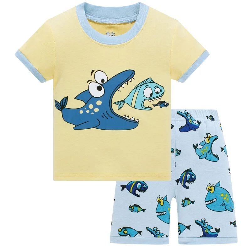 Shark Otroci Pajama Nastavite Fantje Sleepwear 2-8 Let Fantje Pijamas Nastavite Otrok pyjama T-majica + hlače Dojenček Fant Oblačila Sklop
