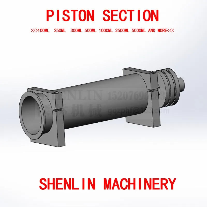 SHENLIN Batne polnilni stroj za max. zmogljivost 500 ml Nerjavečega SS304 ID63.5 mm L 250mm M16 priključek 77mm OD valja, bata