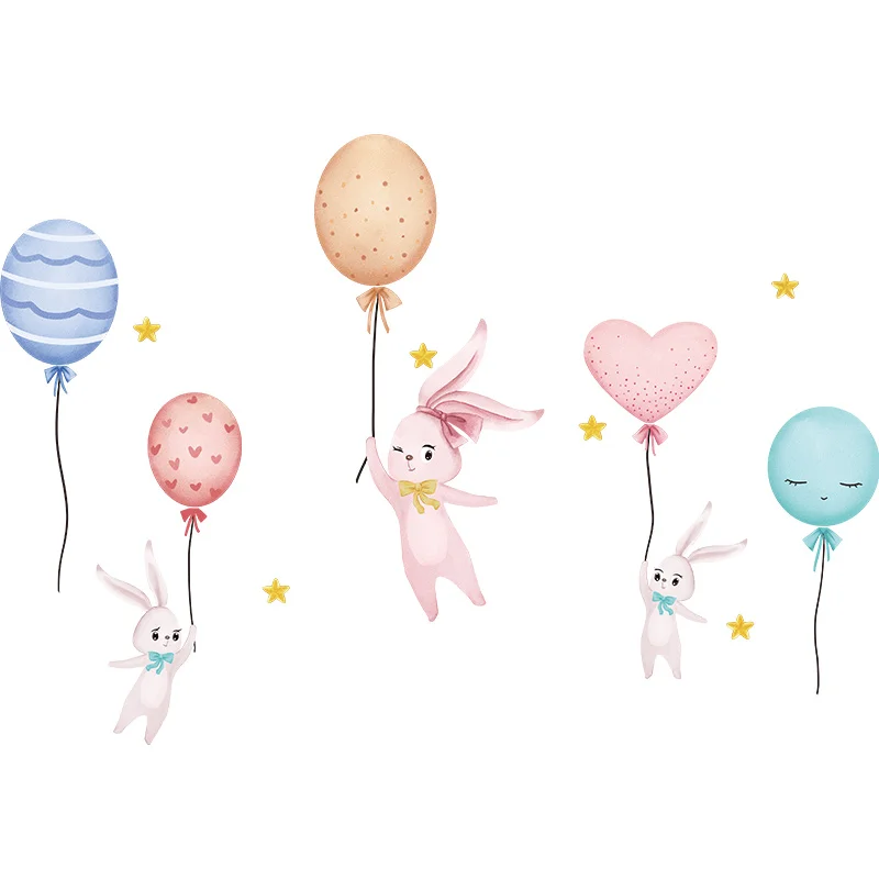 [SHIJUEHEZI] Baloni Zajec Živali Stenske Nalepke DIY Risanka Dekle Stenske Nalepke za Otroke Sobe Otroška Spalnica Dekoracijo Doma