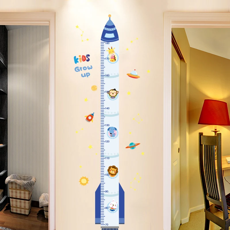 [shijuekongjian] Višina Ukrep Stenske Nalepke DIY Risanka Raketa Stenske Nalepke za Otroke Sobe, Otroška Soba Vrtec Dekoracijo