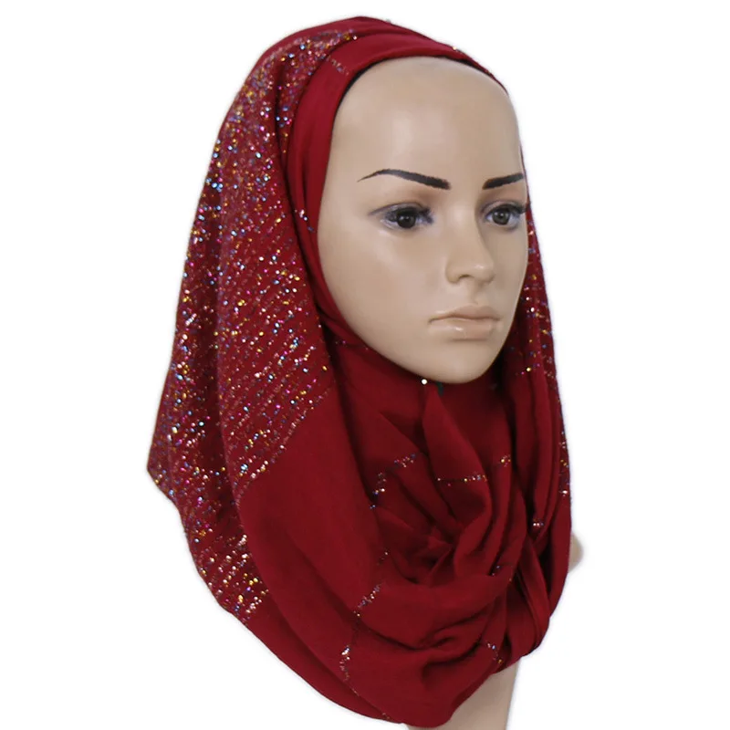Shimmwe Lurex Trak Bombaž Muslimanskih Hijabs Glavo, Šal Voile Bleščice Islamske Ženske Dolgo Ruto Sjaal Bufandas Foulard 180x70cm