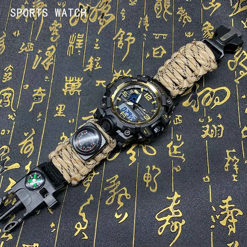 SHIYUNME Šport Nepremočljiva Vojaške Straže Moških LED Digitalna Quartz Dvojni Zaslon Kompas Kronograf moška Watch Relogio Masculino