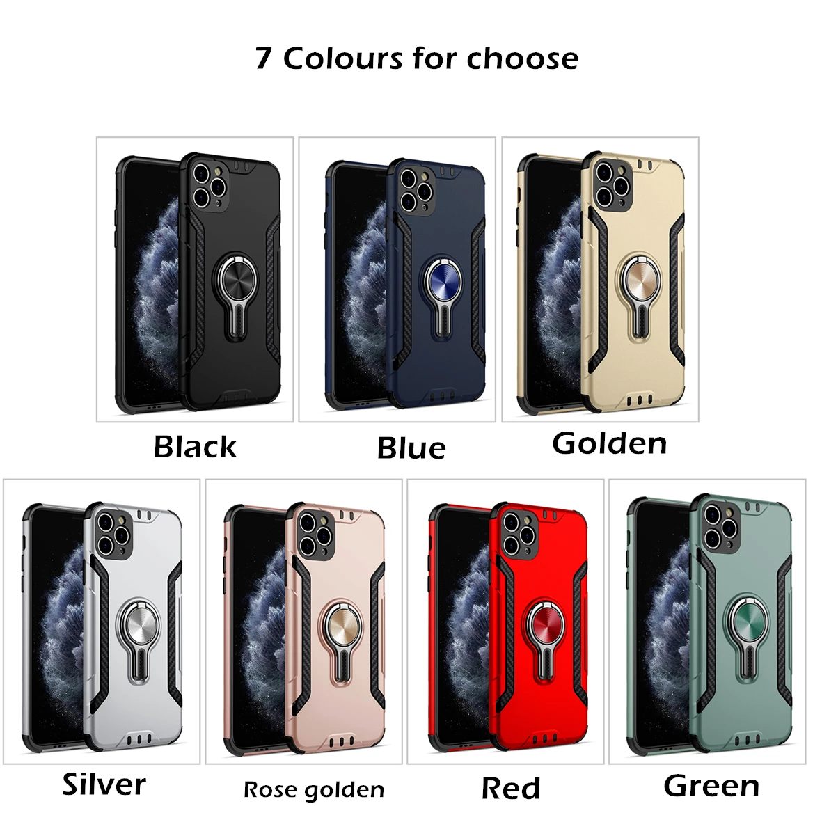 Shockproof Oklep Primeru Telefon za iPhone 11 pro max X 10 XR Xs Max 7 8 plus TPU + PC Prst prstan Nazaj Kritje za iPhone primeru 12