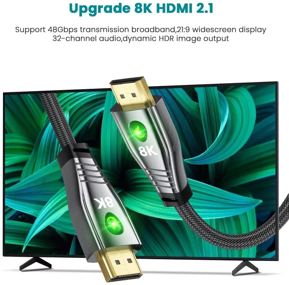 Sijaj HDMI 2.1 8K Kabel Visoke Hitrosti 48Gbps 8K@60Hz 4K@120Hz Združljivi z Apple TV PS5/PS4/PS3, Xbox One X/Serije X Samsung QLED