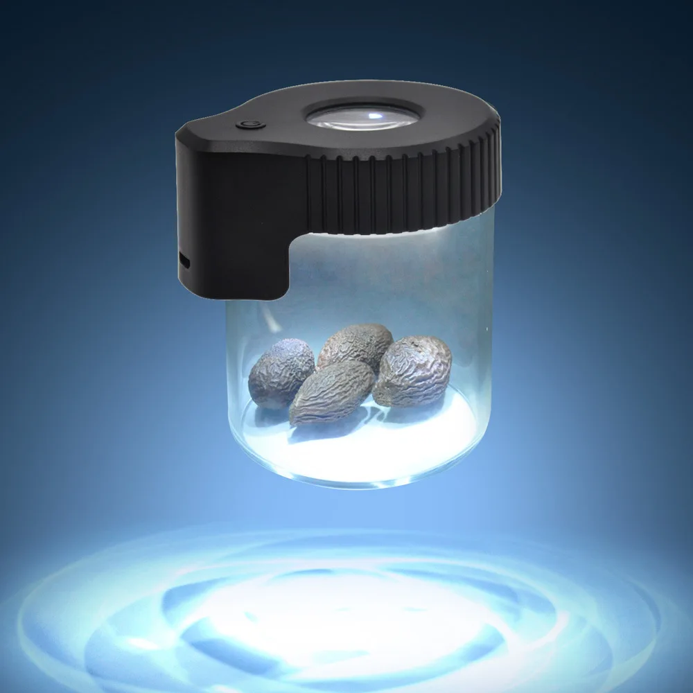 Sijaj posode za Kajenje Pribor Kvadratnih LED Shranjevanje Povečevalno Jar Ogled Posodo 155ML Vakuumsko Tesnilo Plastičnih Pill Box Primeru