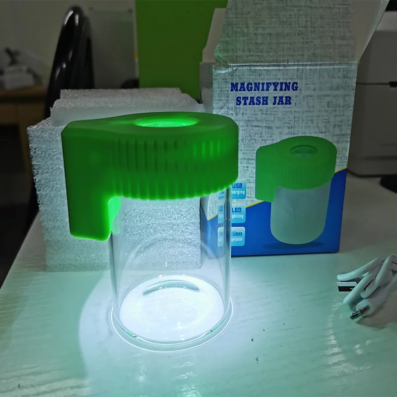 Sijaj posode za Kajenje Pribor Kvadratnih LED Shranjevanje Povečevalno Jar Ogled Posodo 155ML Vakuumsko Tesnilo Plastičnih Pill Box Primeru