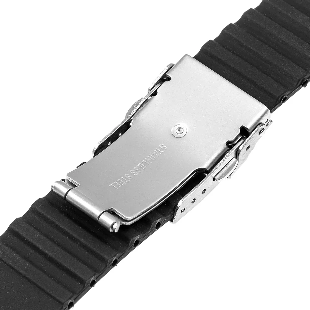 Silikonske Gume Watch Band za Hamilton Moški Ženske iz Nerjavečega Jekla, Varnostne Sponke Traku Zapestja Črn 18 mm 20 mm 22 mm 24 mm