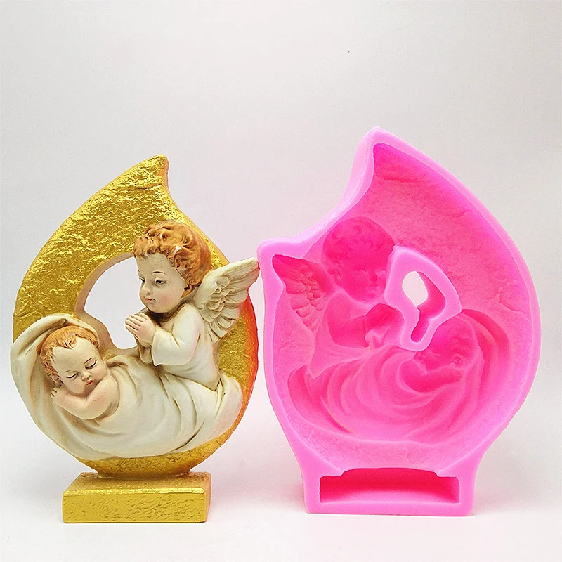 Silikonski Fondat Plesni 4 stilov 3D torta dekoracijo DIY milo plesni Katoliške Devica Marija Jezusa Angel Smolo Sadra Plesni Čokolado