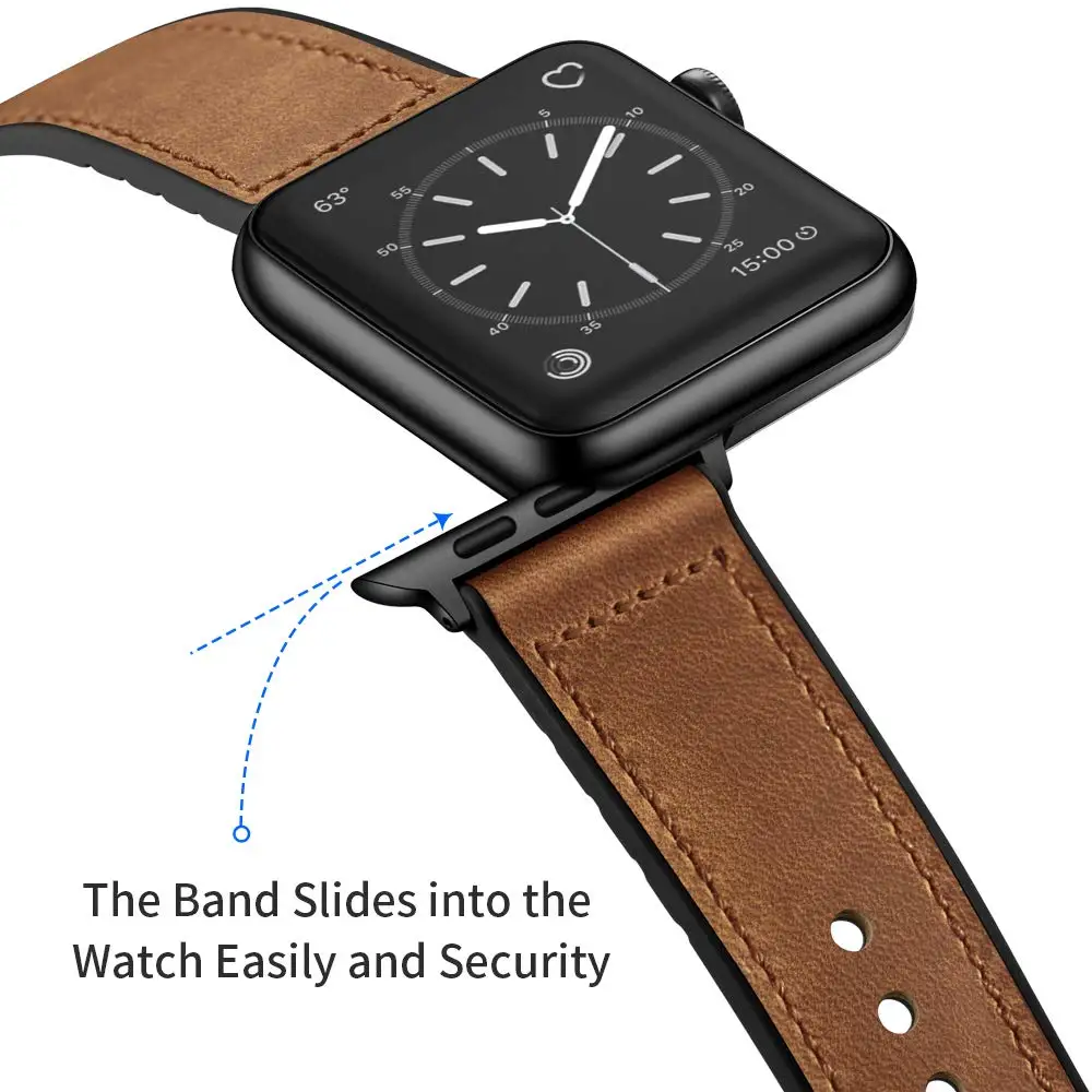 Silikonski+Usnjeni trak za Apple watch band 44 mm 40 mm 42mm 38 mm Pravega Usnja watchband zapestnica iWatch serije 5 4 3 SE 6 band