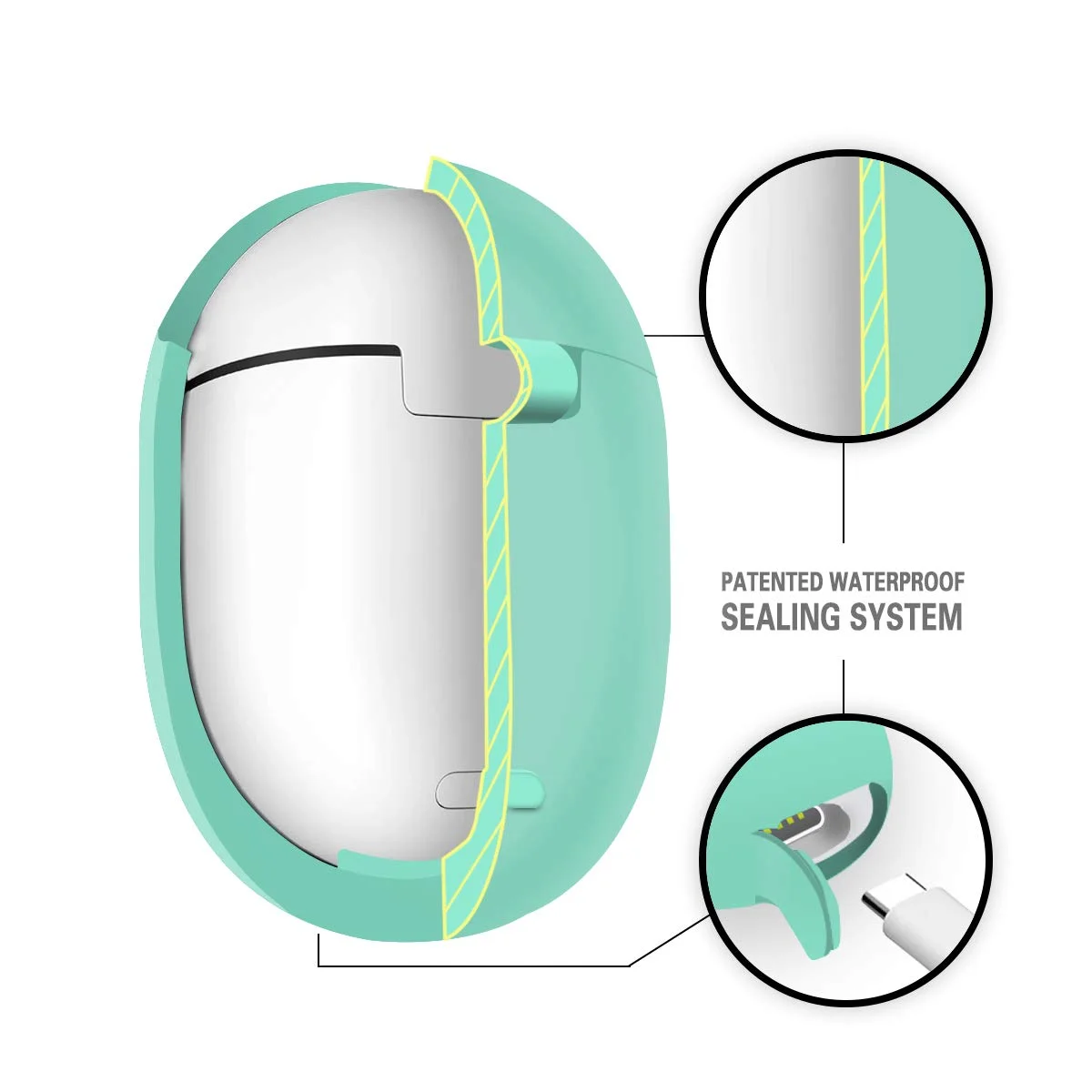 Silikonski Zaščitni Shockproof Kritje Kože Primeru za Google Pixel Brsti 2 (2020) Bluetooth Earbdus z Keychain Spredaj LED Vidni