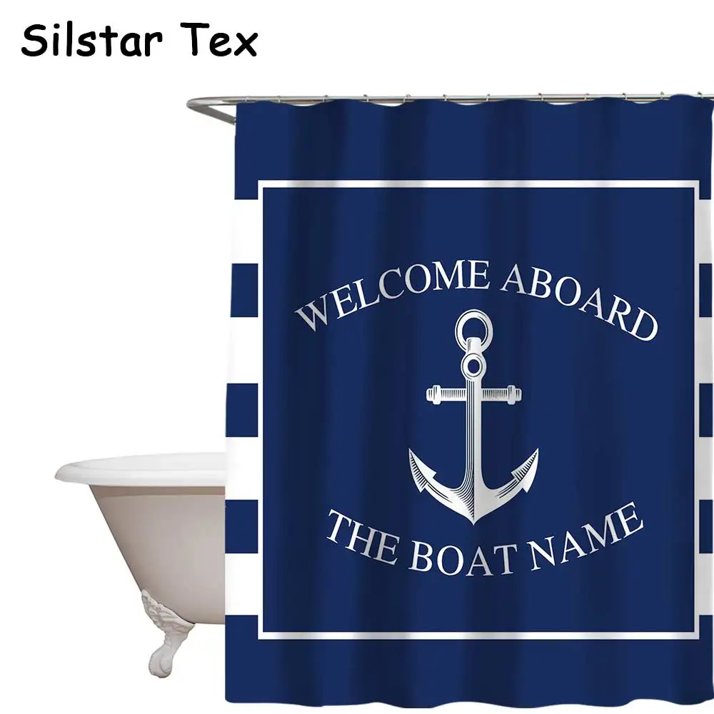 Silstar Tex Mornarsko Modre Zavese za spalnico Digitalni tisk Kopel Zavese Večkratno Uporabo Tuš Z Obročki Za Dom Dekor