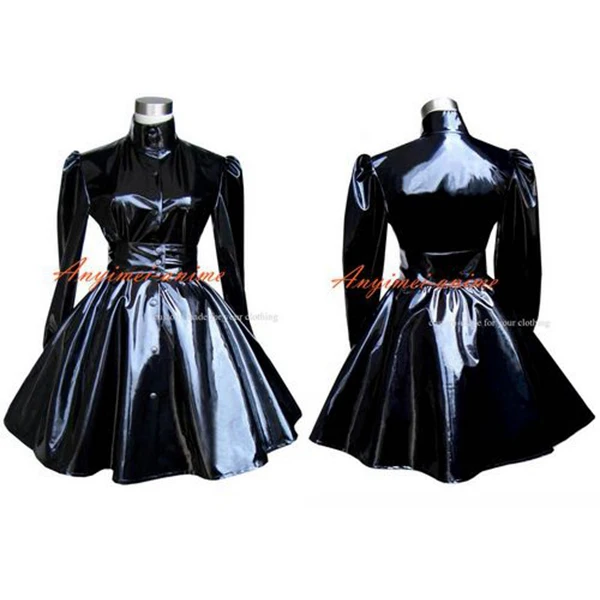 Sissy Devica Gothic Lolita Punk Črno Pvc Obleko Cosplay Kostum Prilagojene[G278]