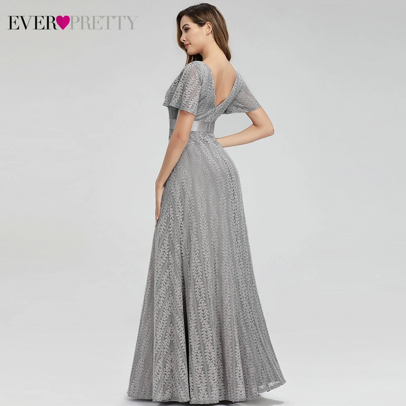 Siva Cvetlični Čipke Večerne Obleke Za Ženske Vedno Precej EP00989GY A-Linijo Proti-Vrat Elegantno Formalnih Obleke Haljo De Soiree Sirene 2020