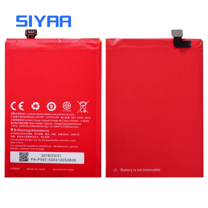 SIYAA BLP597 Baterija Za Oneplus 2 Dve Zamenjava En Plus 2 Baterije Litij-Polimer z Visoko Zmogljivostjo 3300mAh