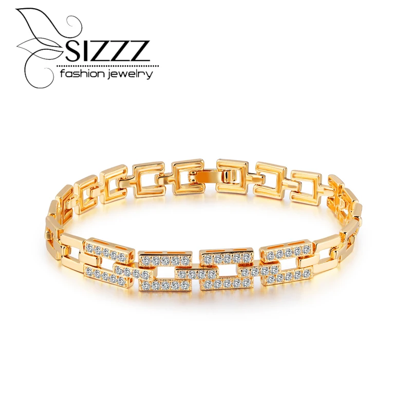 SIZZZ Hot-prodaja prekrita zlato mikro-mozaik, poln Okrasnih cirkon zapestnica&bangles za ženske