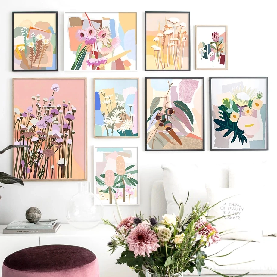 Skandinavski Slog Elegantno Cvet Plakatov Umetnosti Tiskanja Minimalističen Rastlin Sliko Platno Slikarstvo Ozadje za Dnevna Soba Dekoracijo