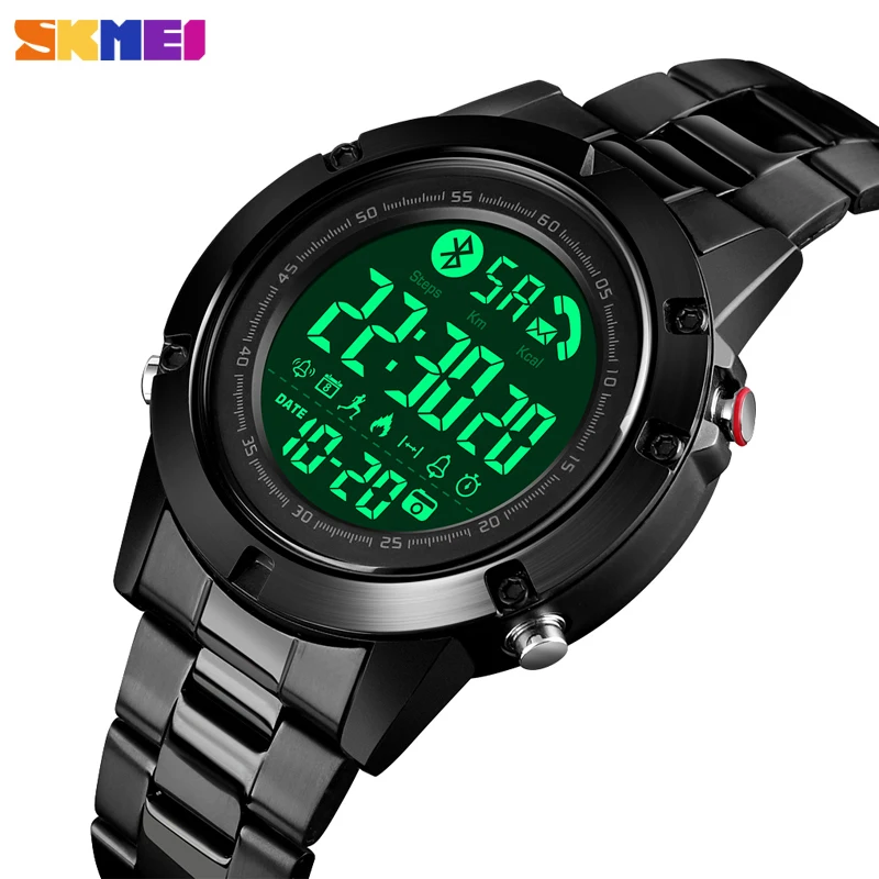 SKMEI Smart Bluetooth Digitalni Watch Moški Šport Nepremočljiva Kalorij Fitnes Ure Ure Človek ročno uro reloj inteligentni 1500