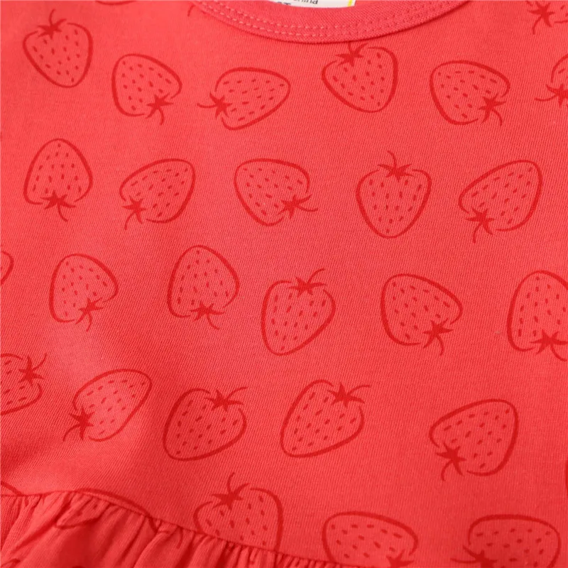 Skoki metrov Baby Dekleta Rdeče Jagode Risanka Poletne Obleke Otroci Nov Modni Kratkimi Rokavi, Bombažne Obleke Vroče Prodajo 2020