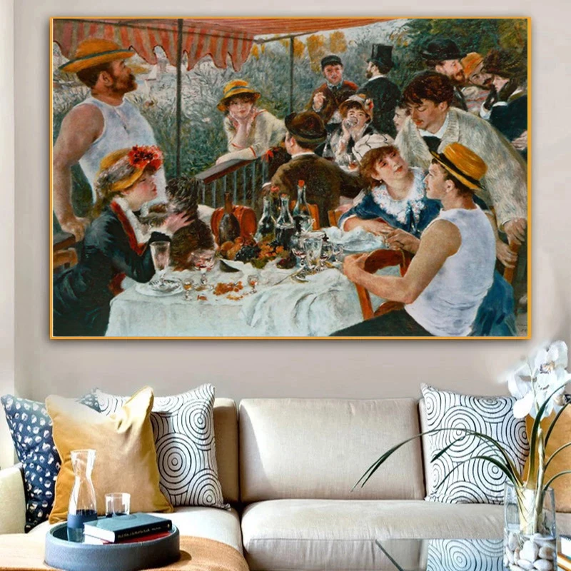 Slavni Pierre Auguste Renoir Je Čoln se je Kosilo Olje na Platno Slikarstvo Fotografij in Plakatov Stenskih slikah, za dnevno Sobo