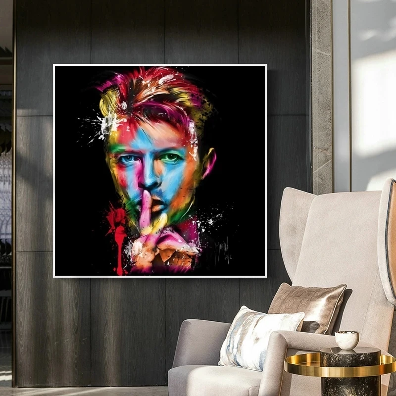 Slavni Rocker David Bowie Oljna slika na Platnu Bar Wall Art Slike Portret Plakate za Dnevna Soba Dekoracijo Slikarstvo