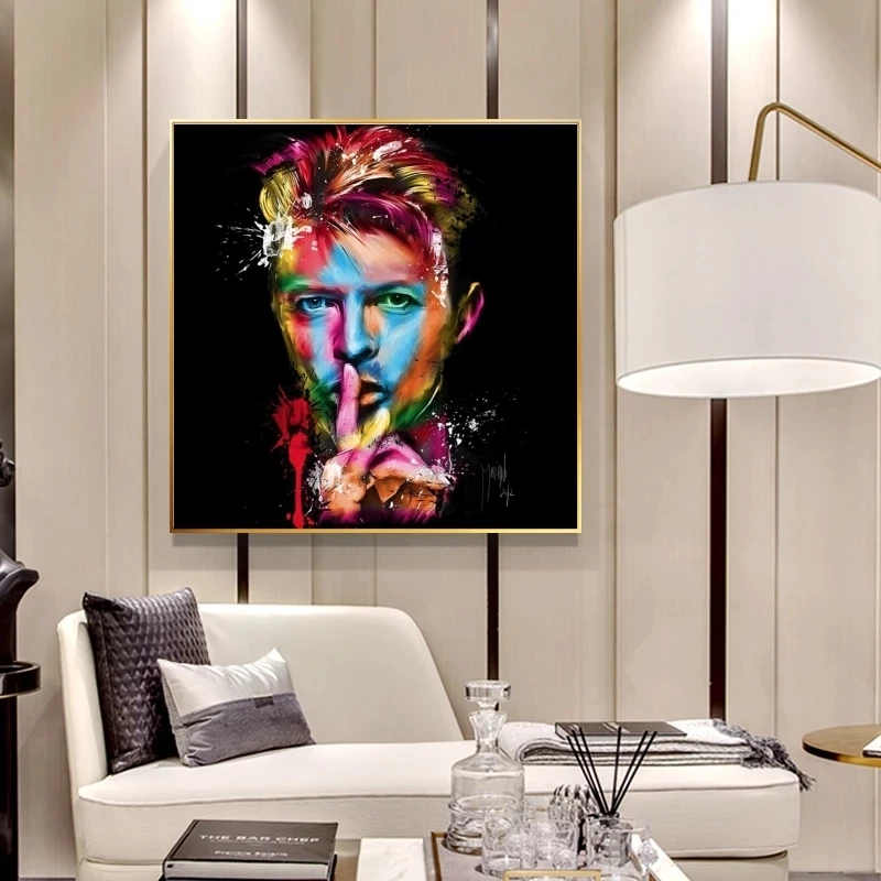 Slavni Rocker David Bowie Oljna slika na Platnu Bar Wall Art Slike Portret Plakate za Dnevna Soba Dekoracijo Slikarstvo
