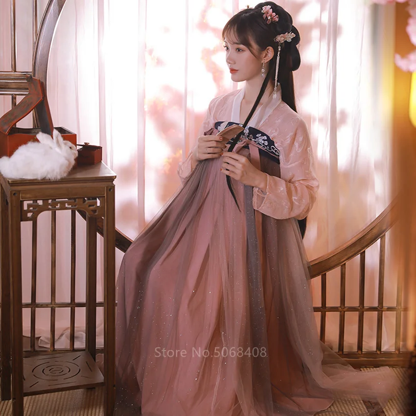 Slikovito Pravljice, Cosplay Tradicionalni Kitajski Kostum za Ženske Elegantne Hanfu Obleko Dekle, Ljudski Ples, Starinski Vezenje Cvetlični