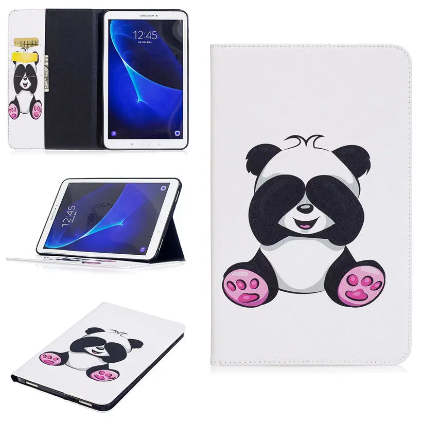 Slim Panda Sova Vzorec PU Ohišje Za Samsung Galaxy Tab A6 10.1 2016 SM-T580 T585 T580 T585N Kritje Funda Tablet Kože+Film +Pen