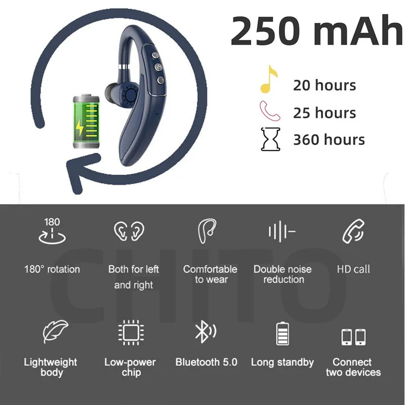 Slušalke držalo za uho Bluetooth 5.0 Brezžične Slušalke Ear Kavljem Čepkov Stereo Uho-kavelj Slušalka Šport z Dolgo življenjsko z Mikrofonom