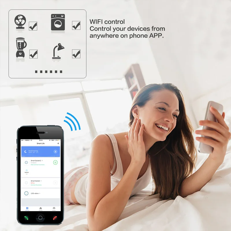 Smart WiFi Moč EU Vtič z USB Vtičnica Socket Delo z Alexa googlova Domača stran pomočnik Daljinski upravljalnik App Nadzor časovna Funkcija