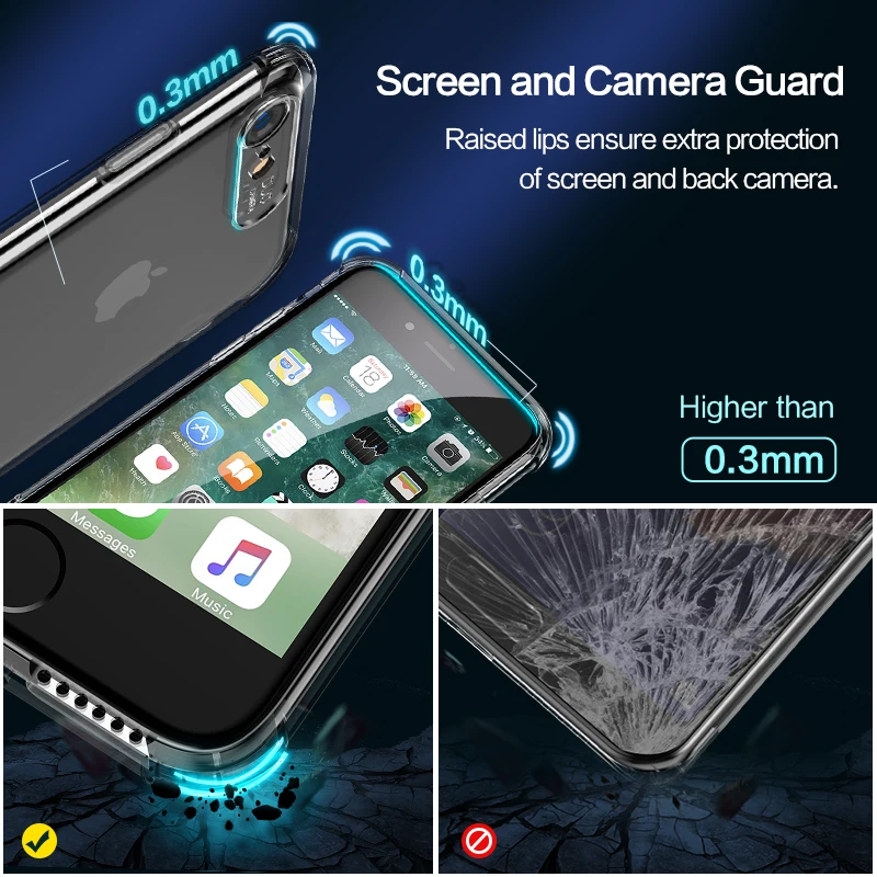 SmartDevil Pregleden Primeru Telefon za iPhone X XR XS Max Shockproof Silikonski Odbijač Jasno Varstvo Hrbtni Pokrovček Umazanijo-odporne