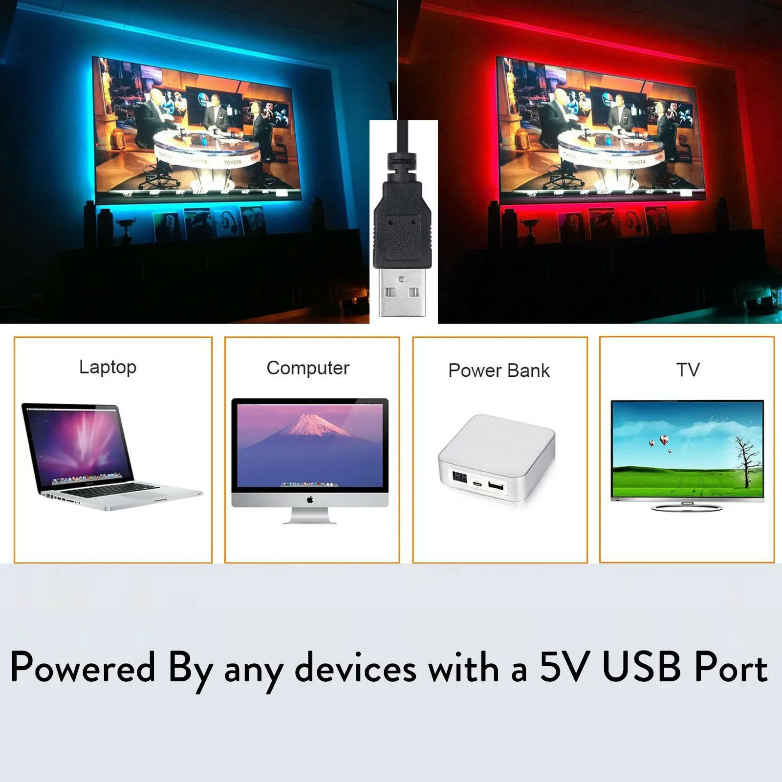 SMD5050 RGB LED Fleksibilni Trak Luči Zatemniti USB Nepremočljiva Luči LED Trakovi, 5V LED Trak LED Trak za TV Zaslona osebnega RAČUNALNIKA Dekor