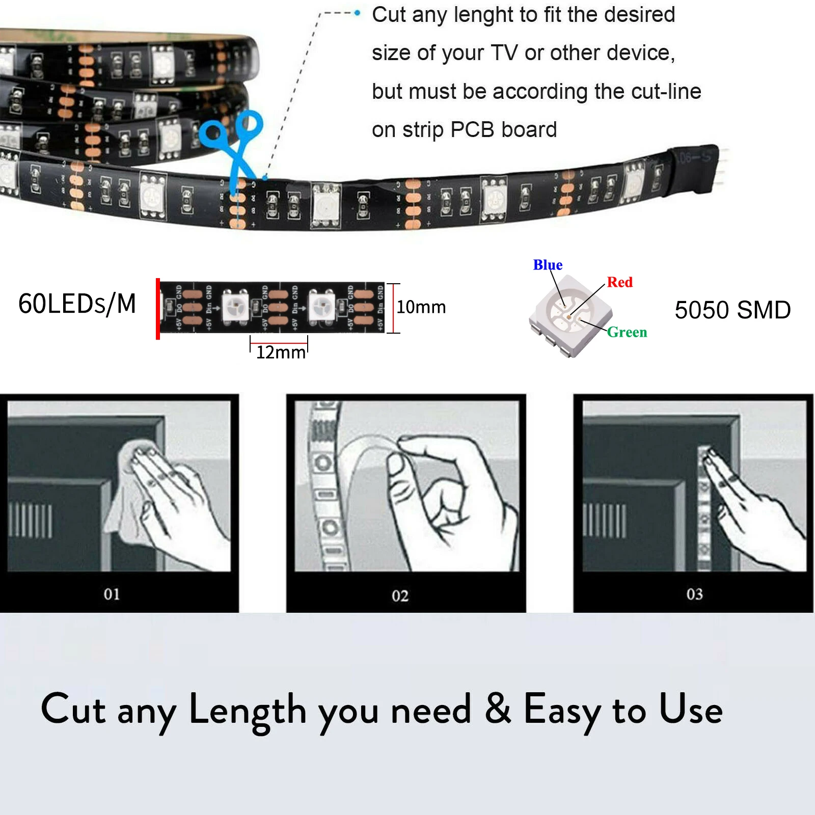 SMD5050 RGB LED Fleksibilni Trak Luči Zatemniti USB Nepremočljiva Luči LED Trakovi, 5V LED Trak LED Trak za TV Zaslona osebnega RAČUNALNIKA Dekor