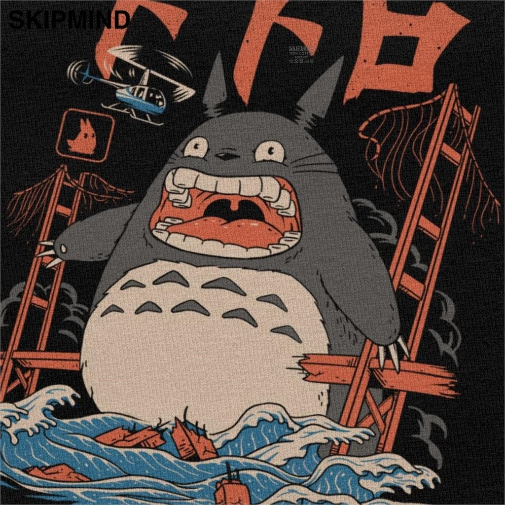 Smešno Moj Sosed Totoro Napad Rokavi Moški Bombaž Hayao Miyazaki Anime T-shirt Kratek Rokav Studio Ghibli Tee Natisnjen Tshirt