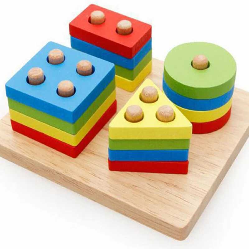 Smešno Montessori Otrok Puzzle Učenje Leseno Palico Geometrijo Obliko Inteligence Matematiko Igrače Otrok Ujemanje Izobraževalne Igrače