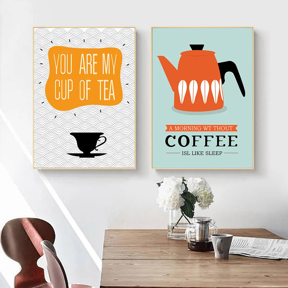 Smešno Ponudbe Platno Plakat Risanka Minimalistične Umetnosti Platno A4 Slikarstvo Kava Čaj Steni Sliko Natisniti Sodobno Jedilnico Soba Dekoracijo