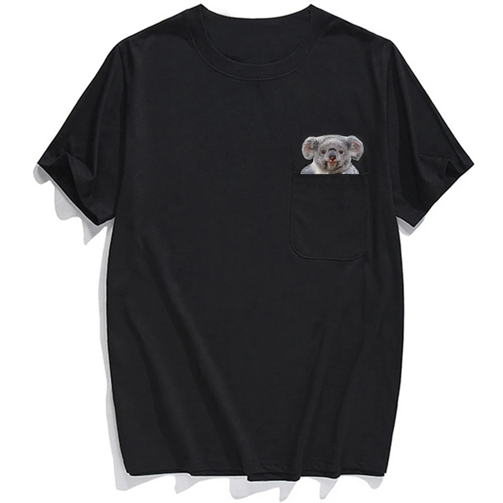 Smešno T Shirt je Modna blagovna Znamka, poletje žep Koala natisnjeni t-shirt za moške, za ženske srajce Hip hop vrhovi smešno bombaž tees