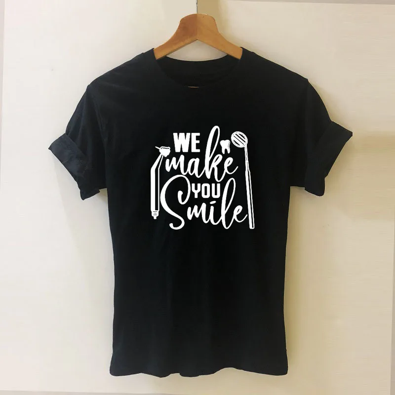 Smo Vaš Nasmeh Zobozdravnik Harajuku T Shirt Smešno majica s kratkimi rokavi Ženske Oblačila, Casual Kratek Rokav Vrhovi Tees Plus Velikost
