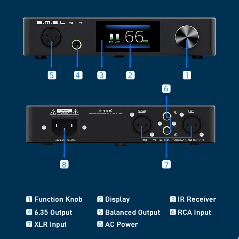 SMSL SH-9 Slušalke Ojačevalnik THX AAA Tehnologije RCA/XLR Vhod 6,35 MM DAC Uravnoteženo Slušalke Ojačevalnik SH9