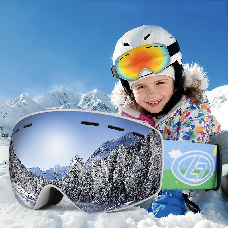 Smučarska Očala Snowboard Snow Očala Anti-Fog Velikih Smučarskih Masko in Očala za Zaščito pred Uv žarki Prostem Zimski Športi Smučanje Čevlji za Otroke