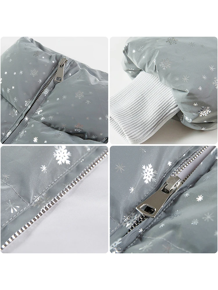 Snežinka Pozimi toplo suknji dolgo odsevni jopič svetlobna priložnostne debel plašč ulične svoboden žareče parka oblazinjeni outwear