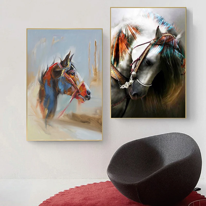 Sodobna Živali Barve Grivo Konj Umetnosti Plakatov in Fotografij Platna Slike Wall Art Slik, Dnevna Soba Dekor (Brez Okvirja)