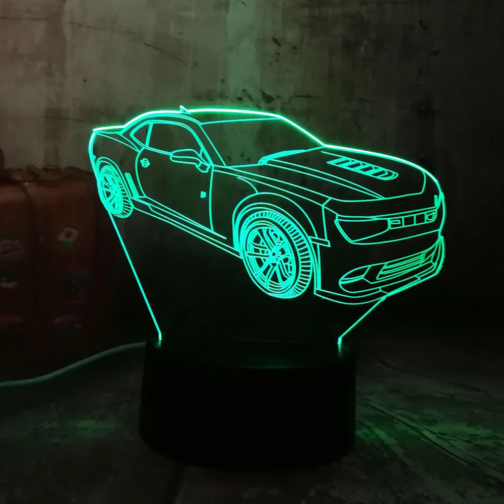 Sodobne 3D Avto LED Nočna Lučka RGB 7 se Spremeni barva USB Touch Spalnica namizne Svetilke Doma Stranka Dekor Fant, Otroci luči za Dan Otrok