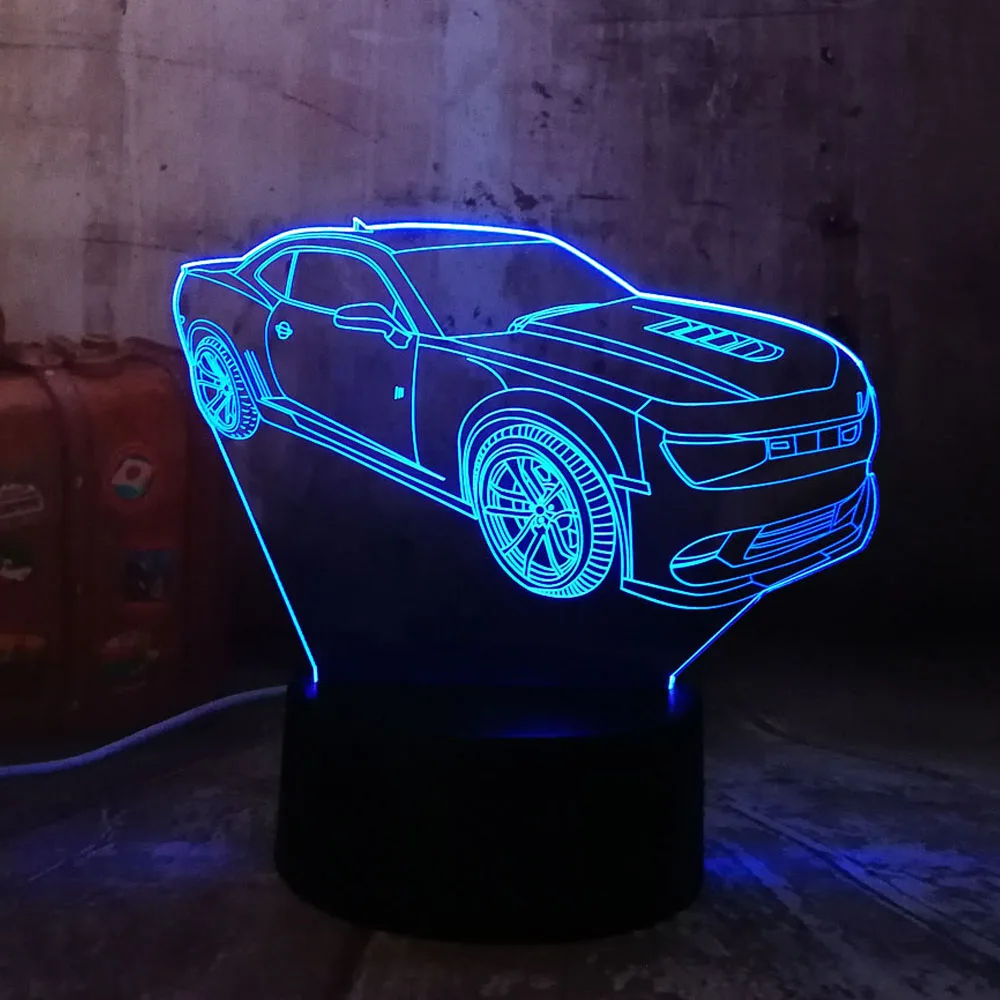 Sodobne 3D Avto LED Nočna Lučka RGB 7 se Spremeni barva USB Touch Spalnica namizne Svetilke Doma Stranka Dekor Fant, Otroci luči za Dan Otrok