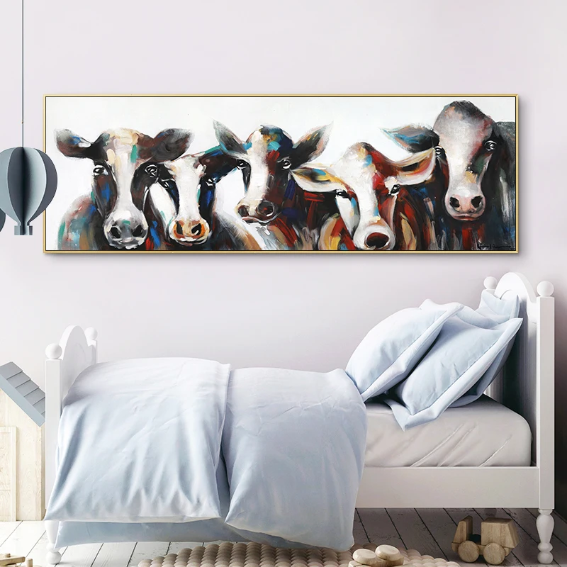 Sodobno Abstraktno Originalni oljni sliki pet krav na Platno Plakatov in Fotografij Steno Umetnosti Slikarstva za Dnevni Sobi Doma Dekor