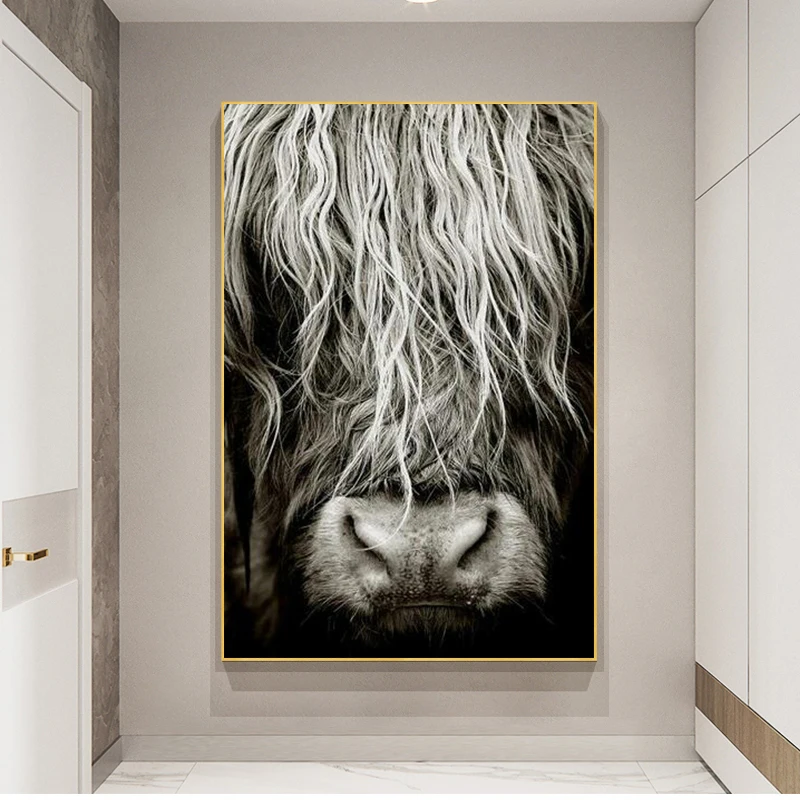 Sodobno Abstraktno Škotski Highlander Goveda Tisk Na Platno Wall Art Slike Živali barvanje za Dnevni Sobi Doma Dekor